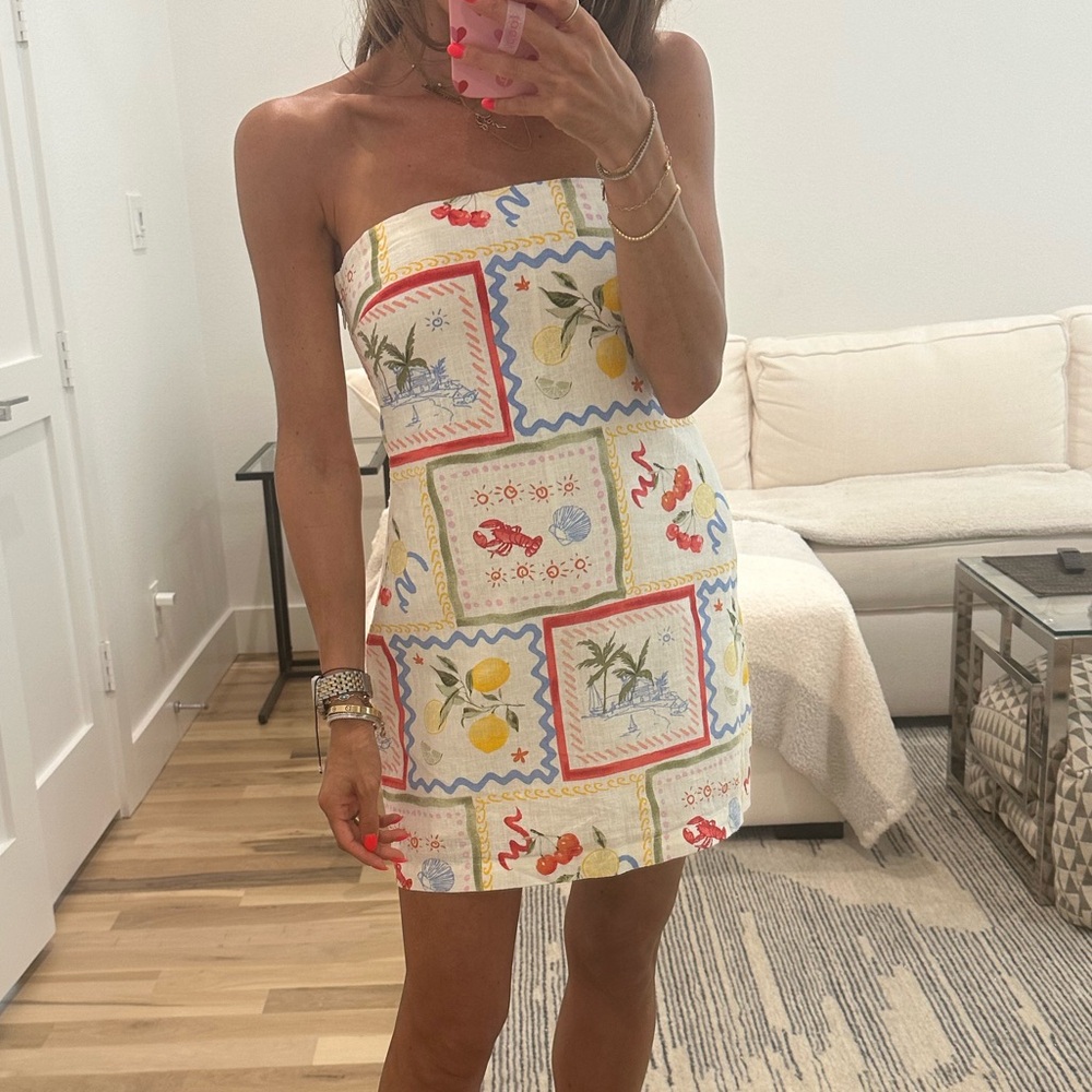 Floral Patchwork Strapless Dress - image 1